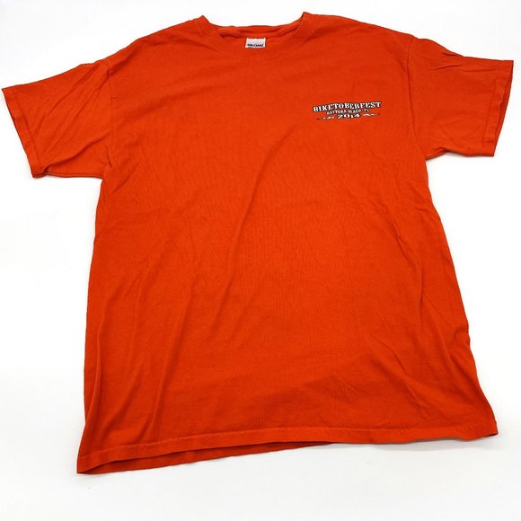 2014 Biktoberfest Mens Sz Large Double Sided Print Daytona Beach Orange T-Shirt - Picture 1 of 5